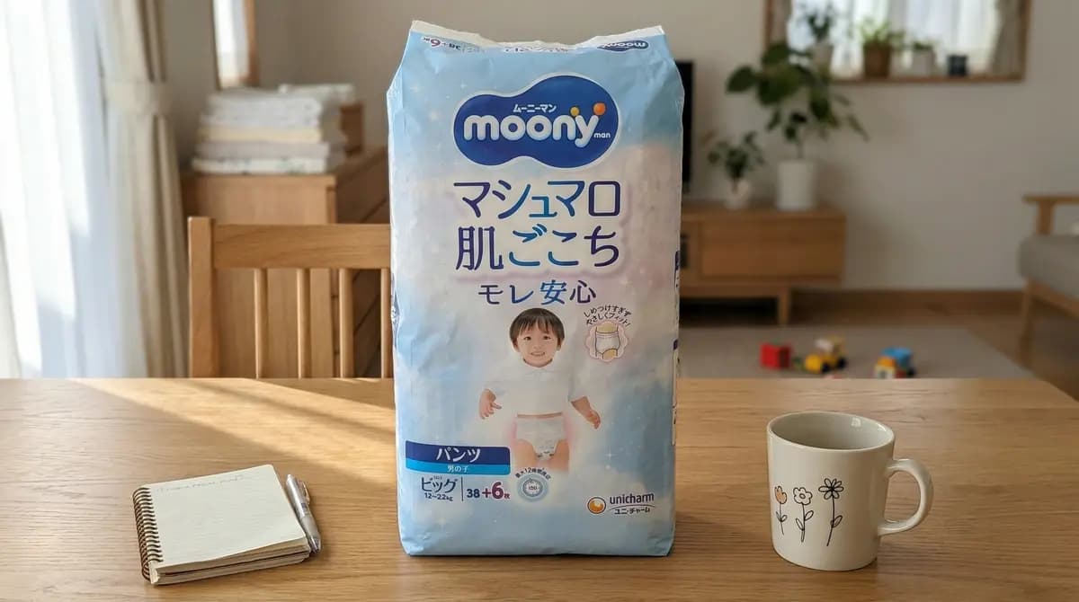保育園おむつはムーニーマン。車のイラストに息子が大喜びで、記名スペースも神
