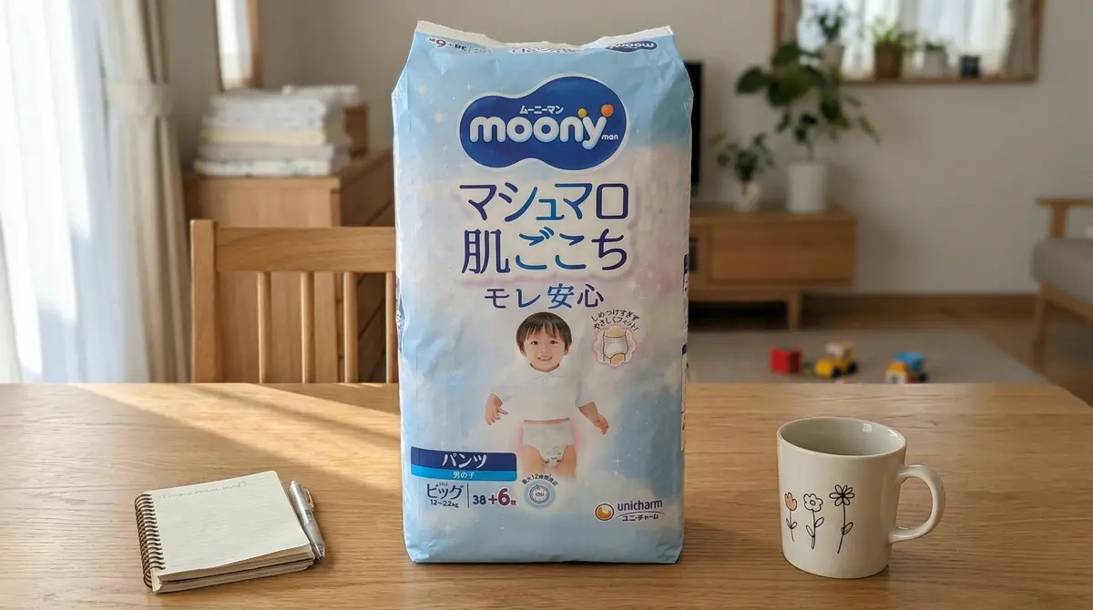 保育園おむつはムーニーマン。車のイラストに息子が大喜びで、記名スペースも神