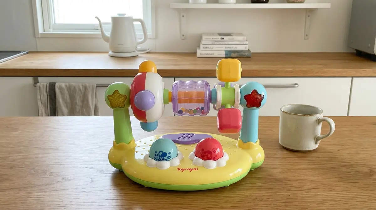生後半年から2歳まで現役だった。トイローヤルのくるくるサウンドパークが一人遊びの救世主